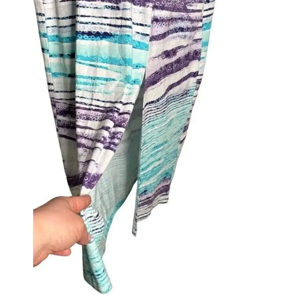 Chico’s Dress Coastal Midi Size Small Summer Colorful Blue Purple Beach - Picture 5 of 9